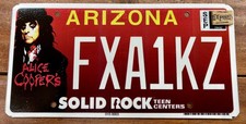 MINT VERY COOL ARIZONA ALICE COOPERS SOLID ROCK TEEN CENTER LICENSE PLATE FXA1KZ picture