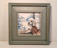 White Poodle Dog Winter Scene  4