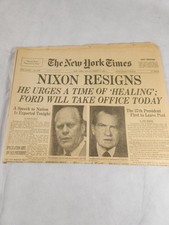 This is an original August 9, 1974, front page of The New York Times newspaper picture