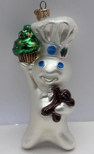 7” Pillsbury Doughboy W/ Christmas Tree Cupcake Ornament, 1998 Signed By Artist picture
