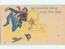 Pre-Linen comic MAN GETS KICKED IN THE BUTT AND LOSES HAT : clearance HL2581 picture