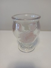 Teleflora French Art Chrystal Glass Featuring Raised Frosted Pink Roses picture