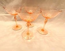 1920s Tiffin Franciscan Blush Pink Floral Etched Champagne Glass STEM#14185 picture
