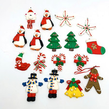 VTG Polymer Clay Dough Christmas Ornaments Santa Snowman Gingerbread Lot of 17 picture