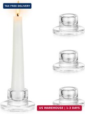Hewory Glass Taper Candle Holders Bulk, 4 PCS Clear Candlestick Holders picture