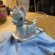 VINTAGE INARCO JAPAN E-3674 BABY NURSERY ROCKING HORSE PLANTER PINK BLUE WHITE picture