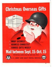 Original WWII US Christmas Overseas Gifts Poster - Santa Claus picture