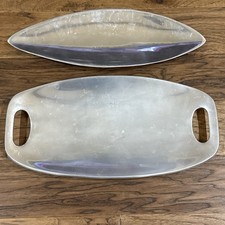 Set of 2 Nambe Platters 18.5” Trays 611 & 550 Metal MCM 1992  picture