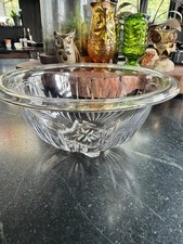 Vintage Hazel-Atlas Clear Glass Footed Mixing Bowl – 3 Quart picture