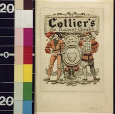Colliers Cover Coat of Arms Men in Medieval Dress 1890s Walter Appleton Clark picture
