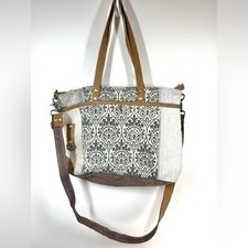Myra Bag Ace Upcycled Canvas & Cowhide Messenger Bag picture