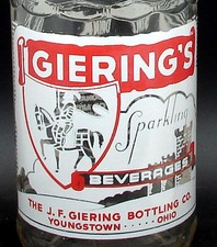 Giering's; J.F. Giering Bottling Co; Youngstown, OH; 2-color ACL soda pop bottle picture