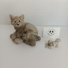 2 - 2001 Quarry Critters - Cari & Don (Cat & Dog) hugging + reclining frog + COA picture