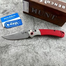 Benchmade Custom Mini 15085-SS Crooked River Satin Aluminum Red G10 Handle Knife picture