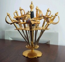 Vintage Toledo Swords MCM Cocktail Party Picks Set Of 12 With Stand picture