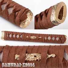 real leather ito brass fittings Tsuka Handle 26cm for Katana sword Real Rayskin picture