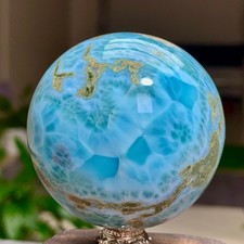 235G Natural larimar Gorgeous rough Crystal Sphere Ball Healing picture