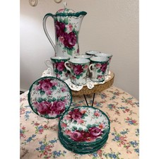Antique Hand-Painted Japanese Arita Porcelain Chocolate Pot 12 Piece Set picture