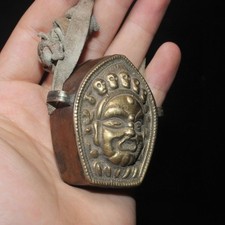 5.5*5.5*3cm Brass Nepal Tibetan Mahakala Gawu Prayer Box Pendant Buddhist Amulet picture