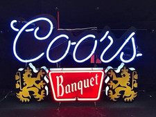 Authentic Coors Banquet LION EMBLEM Real Glass Neon Sign - Fully Working picture