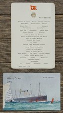 Original Antique 1914 RMS Cedric White Star Line Menu and Postcard picture