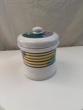 Vintage Handpainted Caleca Carousel Striped Ceramic Canister picture