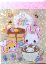 CRUX Fuwa Fuwa Rabi-chan Rabbit Flower Cafe Hologram Mini Memo Pad Made in Japan picture