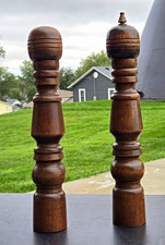 Vintage Gail Craft Wooden Salt Pepper Grinder Mill Set 12 Inch Turned Wood MCM picture