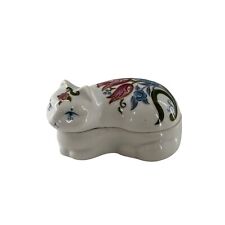 Elizabeth Arden Chinoiserie Cat Figural Trinket Candle Box Two Wicks Vtg Decor picture