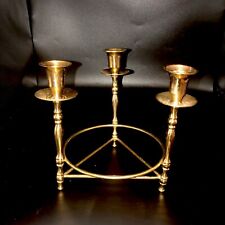 Vtg Brass Triple Candle Holder Adorable Nice picture