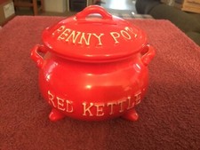 Ceramic Red Kettle Penny Pot Bank picture