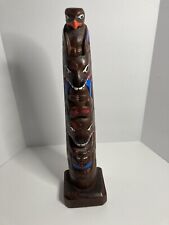 Native Alaskan Hand-Carved Totem Pole - Made In Ak, 10.5 Inches Tall - Beautiful picture