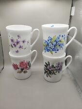 ROYAL WINDSOR Bone China Coffee Cups Floral Set of 4 Vintage picture