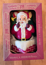 Vintage LA Goodman Lighted Santa In Chimney Blowmold Christmas Wall Decor 12” picture