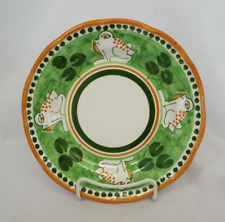 Vietri Italy CAMPAGNA FROG Green Salad Plate TOAD Orange Lines Lilly Pads *Flaw picture