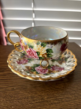 Vintage, Royal Sealy China Footed Teacup & Reticulated Saucer Set picture