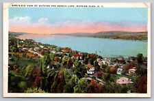 Bird's Eye View of Watkins and Seneca Lake. Watkins Glen, NY Postcard picture
