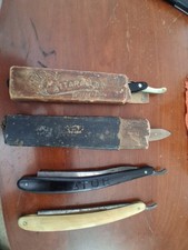 4 Vintage Straight Razors Antique Barber Razors Ator, Sheffield, Cattaraugus picture