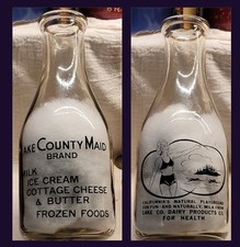 LAKE COUNTY MAID CLEAR LAKE CALIFORNIA Quart GREAT GRAPHICS GIRL IN SWIM SUIT  picture