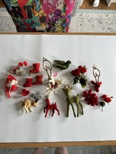 Large Lot Of Vintage Flocked Christmas Animals Boots Elf Japan picture