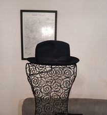 BORSALINO Vintage Italian Fedora Hat, Deep Navy Felt, Pristine Condition  picture