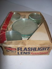 RAY-O-VAC LA-1 FLASHLIGHT LENS ASSORTMENT, Vintage Partial Box, 25 Thick Lenses picture