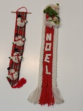 PAIR of True VTG 1960s Christmas Banner Wall Decor MCM Mid-century Mod Lot 60s picture