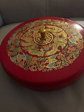Vintage Red Chinese Dragon and Lacquerware Tray picture