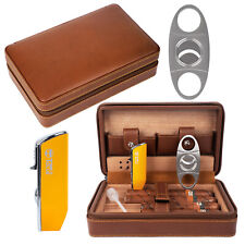 Portable Travel Leather Cigar Case, Cigar Cutter,Cigar Humidor ,lighter picture