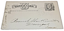 NOVEMBER 1883 KANSAS PACIFIC RAILROAD RPO HANDLED POST CARD picture