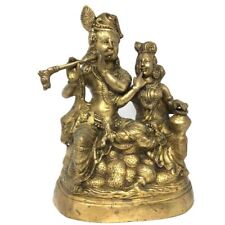 Handcrafted Brass India Divine Couple Sri Sri Radha-Krishna Statue - 14.5