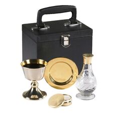 Brass Mass Communion Sick Call Set in Travel Case Churches or Sanctuaries 6.5 In picture