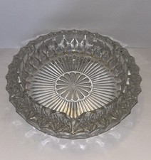 Vintage Heavy Thick Chunky Cut Glass Round Cigar Cigarette Ashtray MCM Dish 7