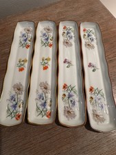 Vintage Limoges Hand Painted Jewelry Trays Set of 4 2 Diff Designs picture
